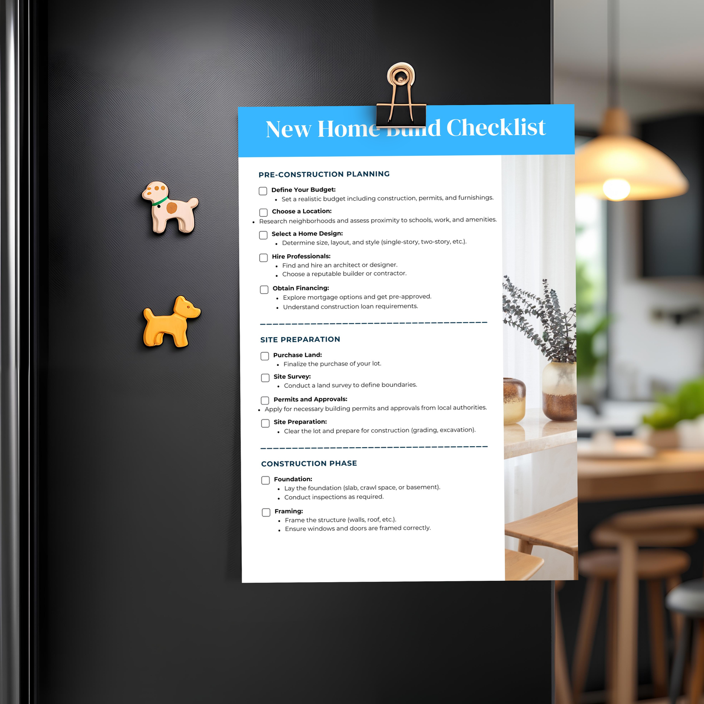 New Home Build Checklist
