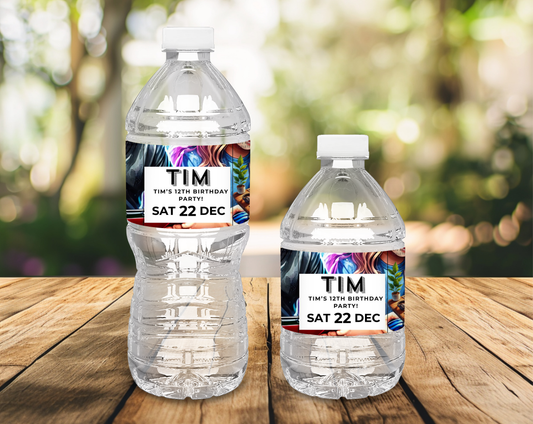 12th Birthday Water Bottle Labels Male