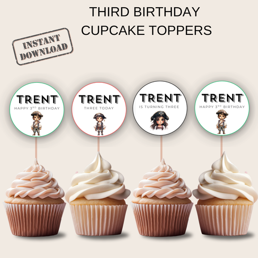 3rd Birthday Boy Cupcake Toppers