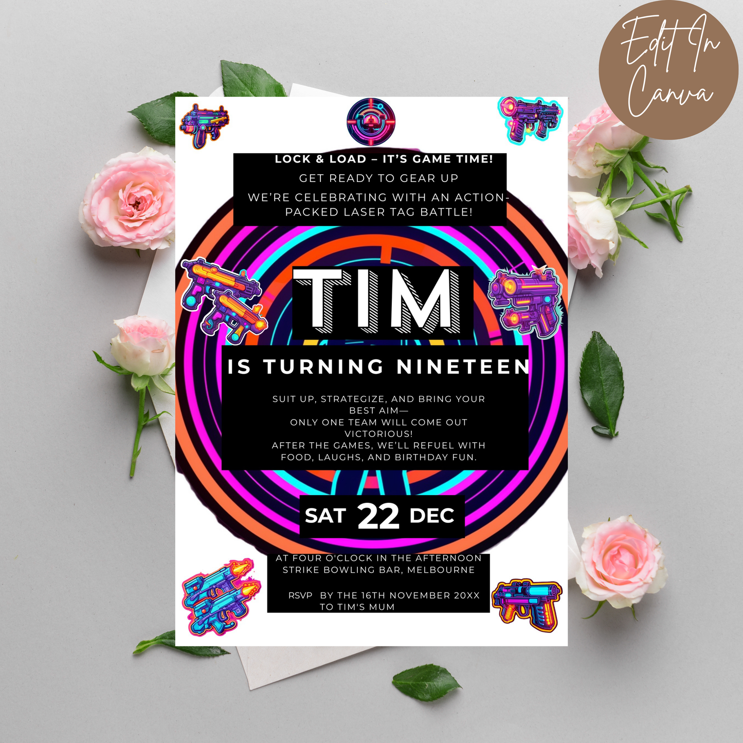 19th Birthday Invitation