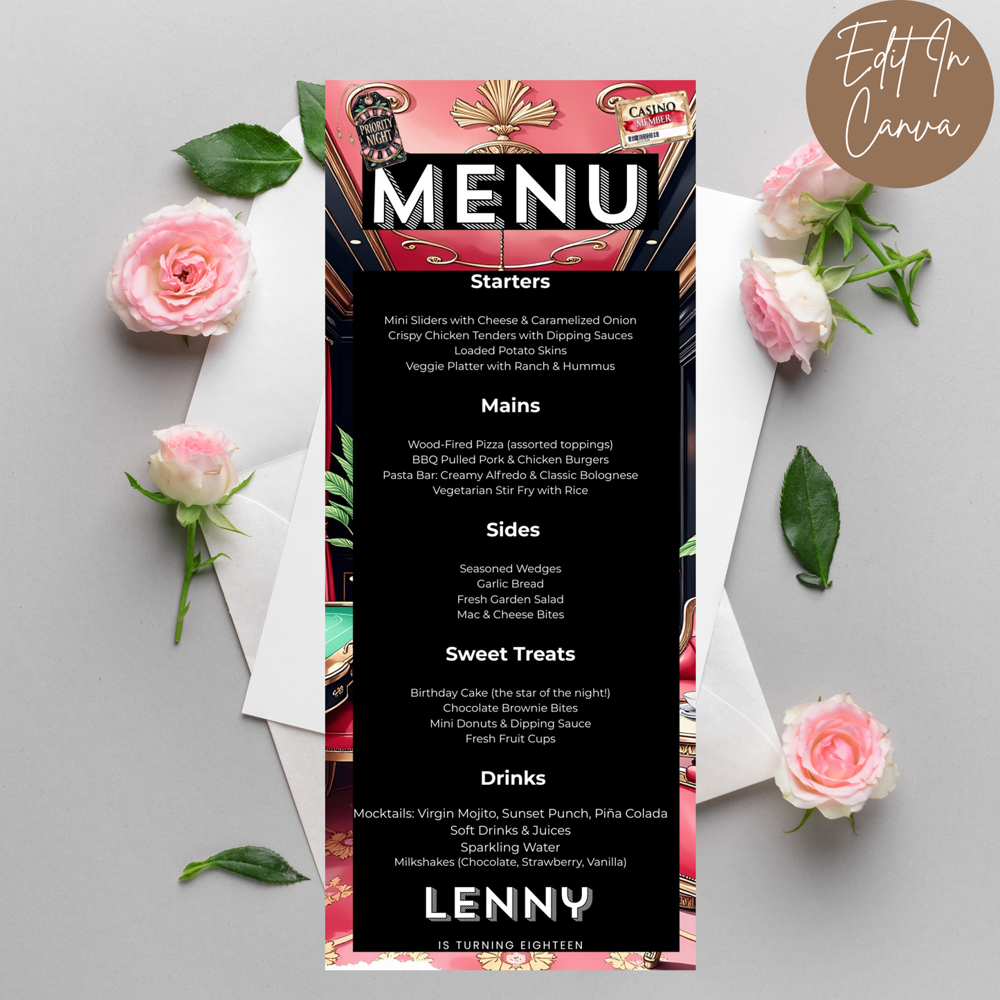 18th Birthday Menu