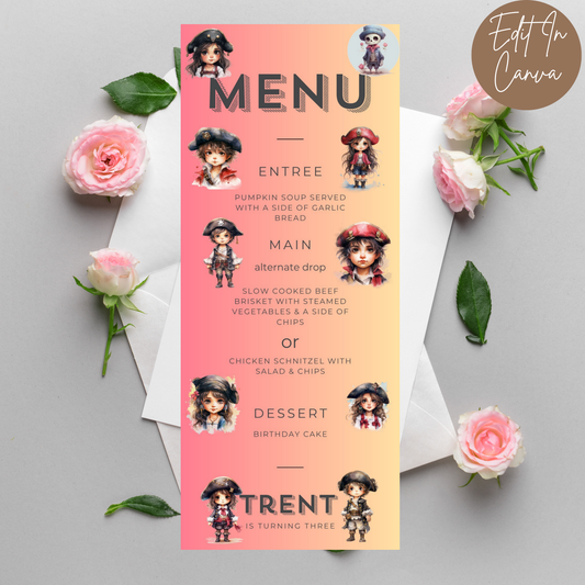 3rd Birthday Male Menu