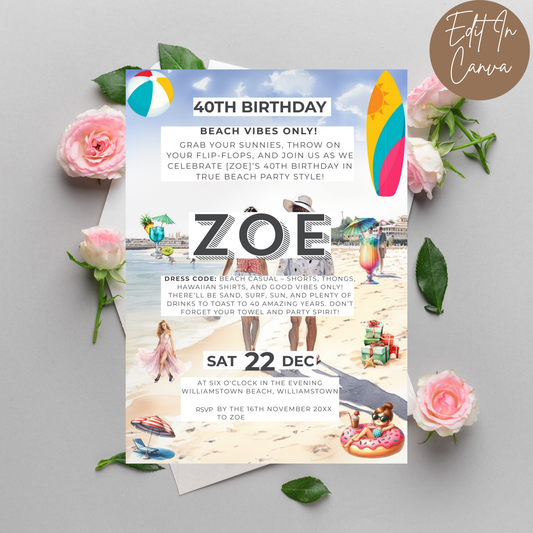 40th Birthday Invitation Female