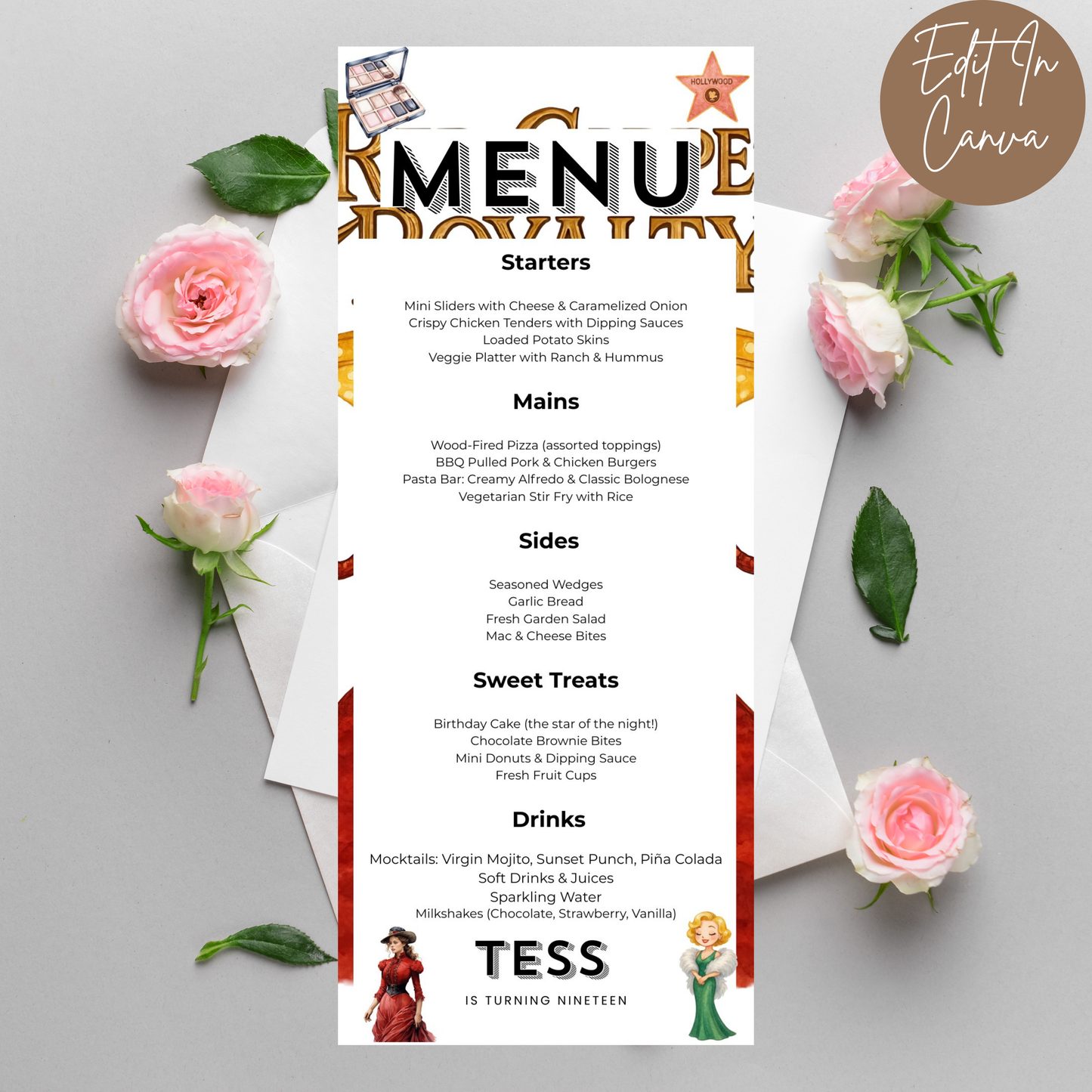 19th Birthday Menu