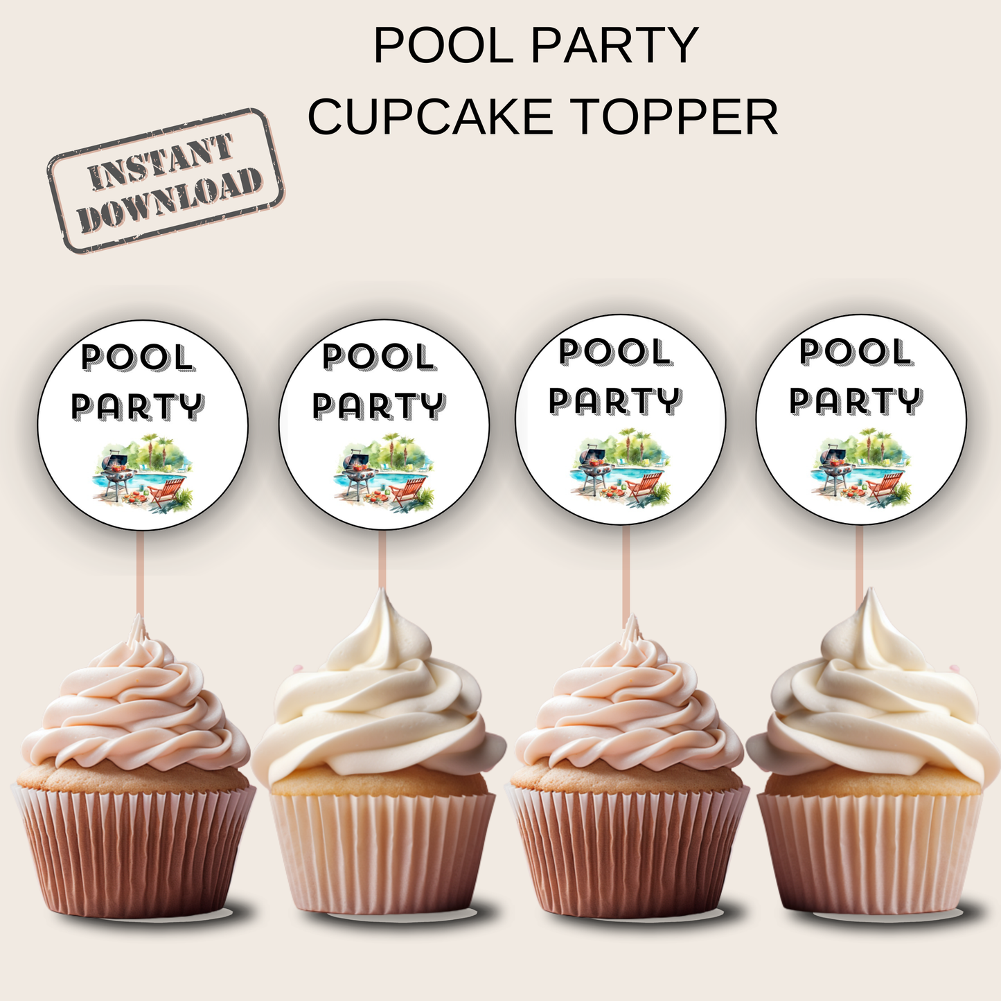 Pool Party Cupcake Topper