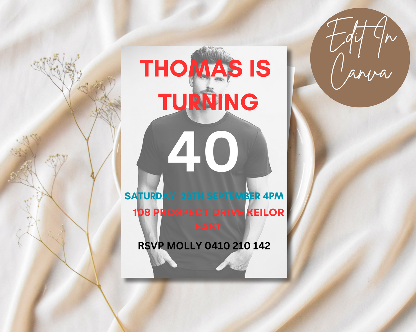 40th Birthday Invitation Classical