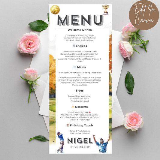 60th Birthday Menu