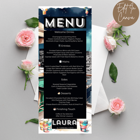 50th Birthday Menu Female