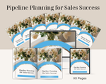 Product packaging for 'Pipeline Planning for Sales Success' with floral design and digital device mockup.