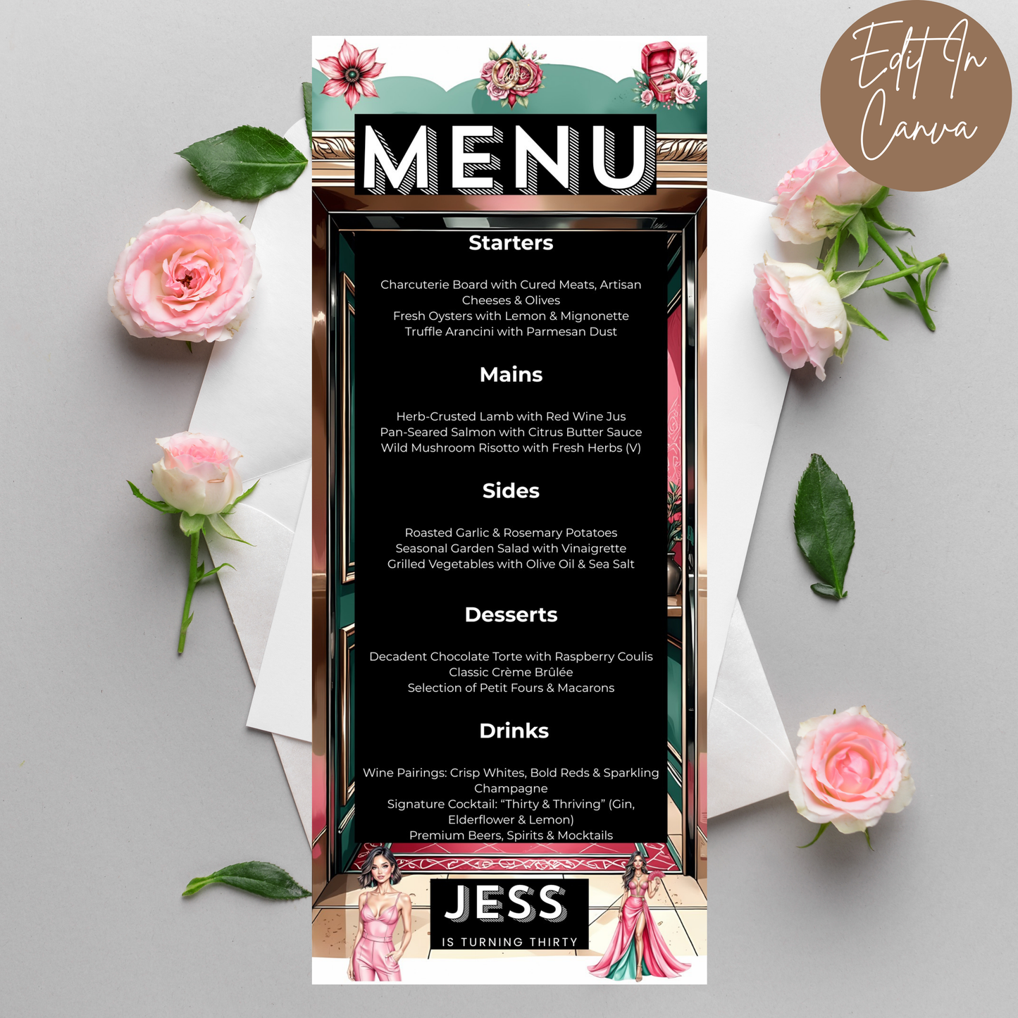 30th Birthday Menu Female