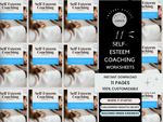 Product packaging for 'Self Esteem Coaching' with text and images of people.