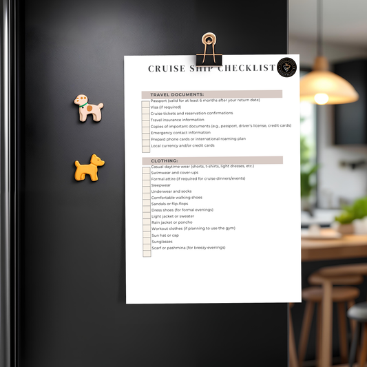 Cruise Ship Checklist