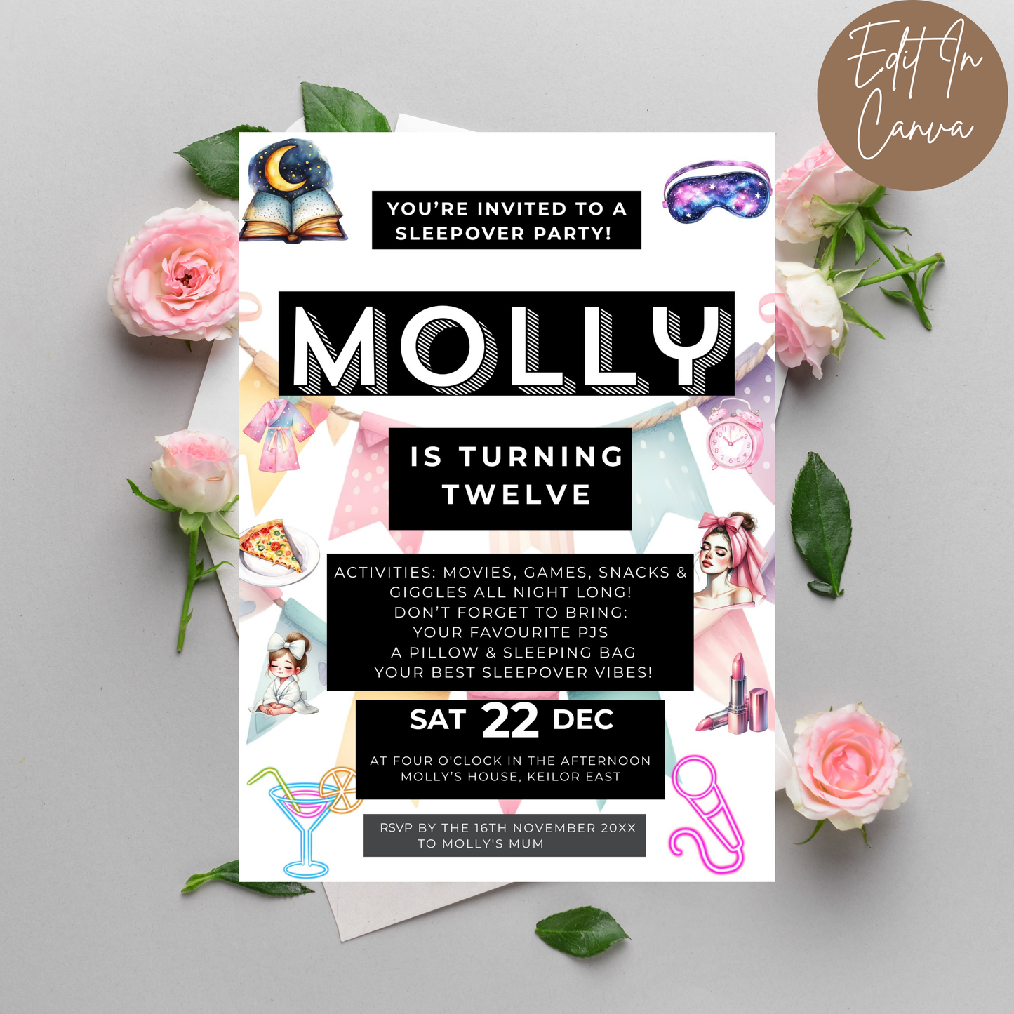 12th Birthday Invitation Female