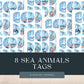 Eight Sea Animal Tags