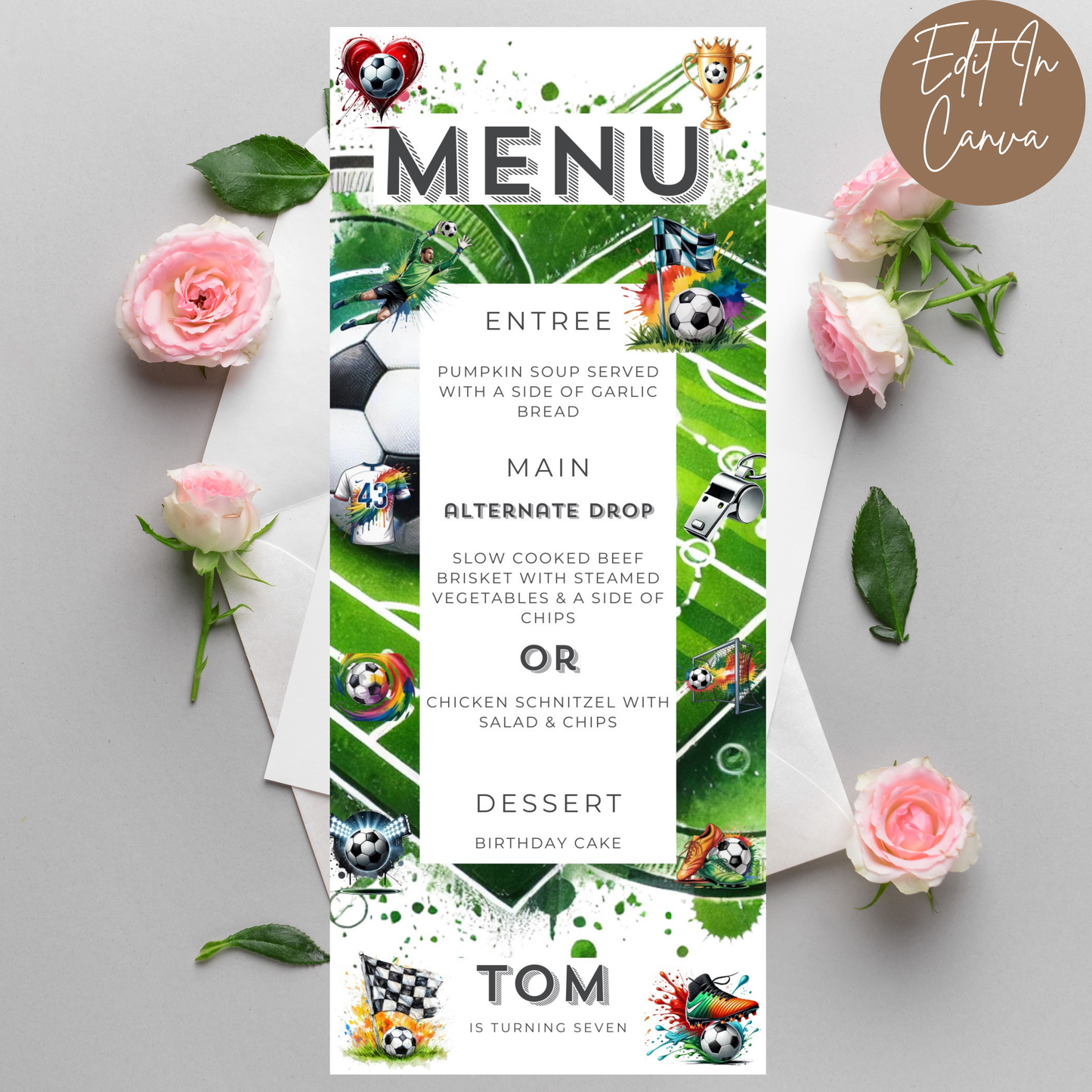 7th Birthday Menu Male