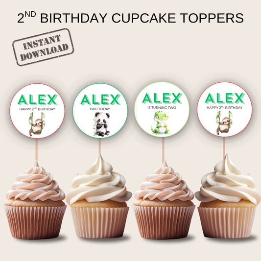 2nd Birthday Cupcake Toppers Boy
