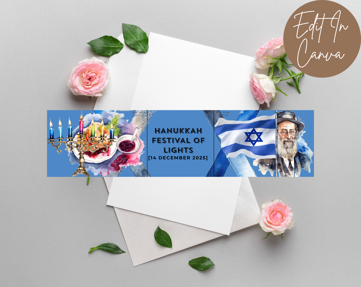 Hanukkah Water Bottle Label