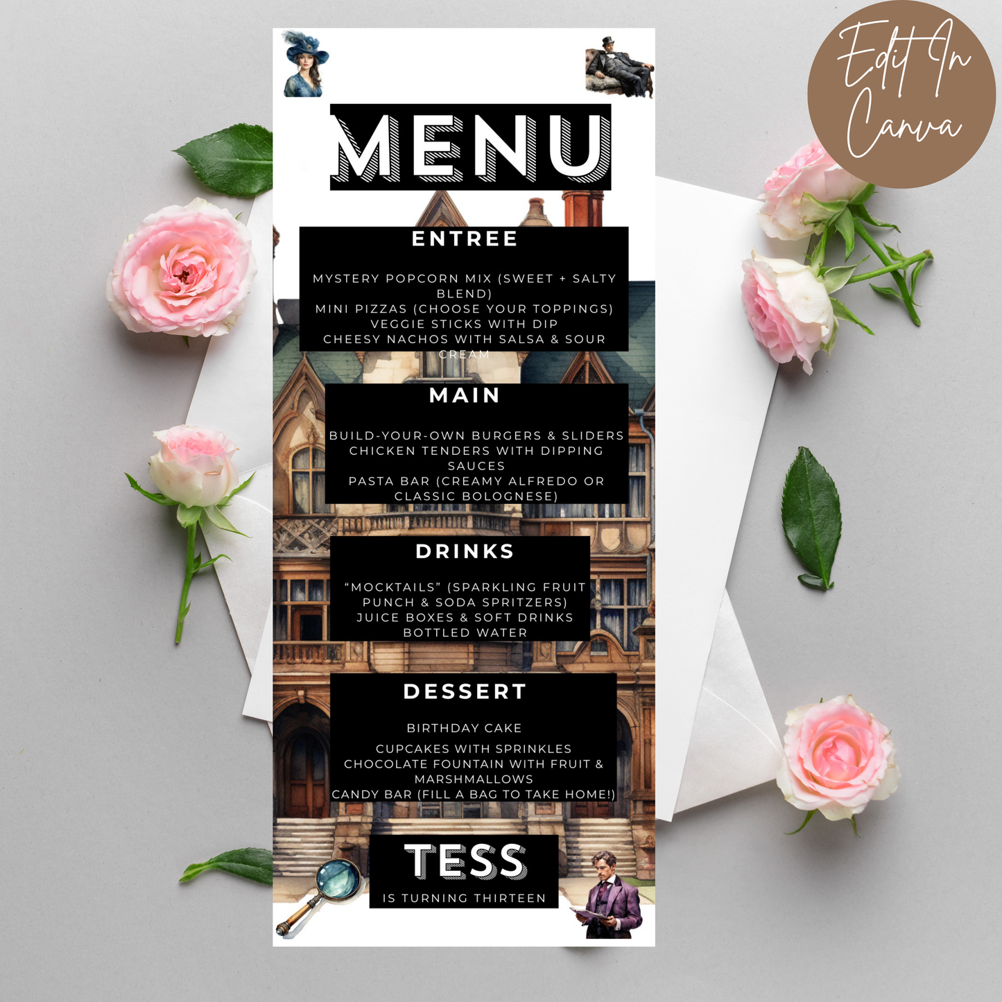 13th Birthday Menu