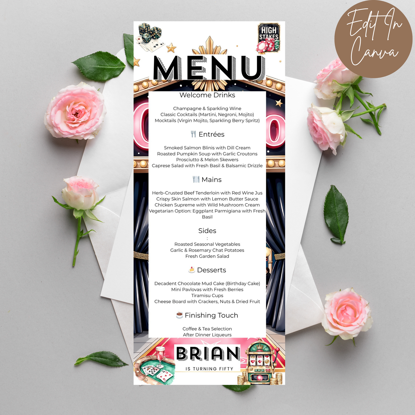50th Birthday Menu