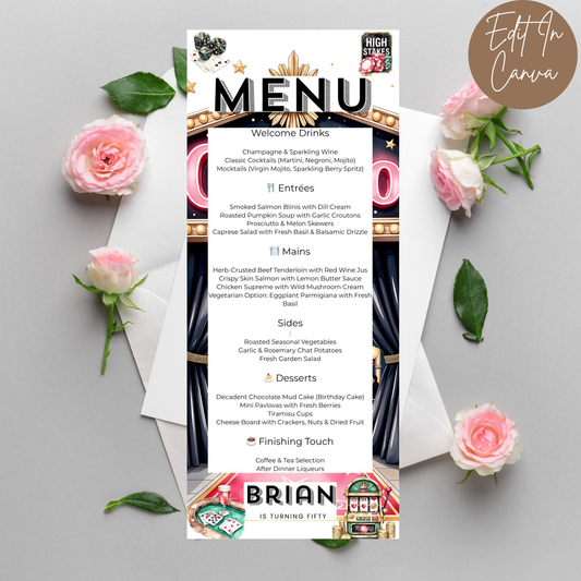 50th Birthday Menu