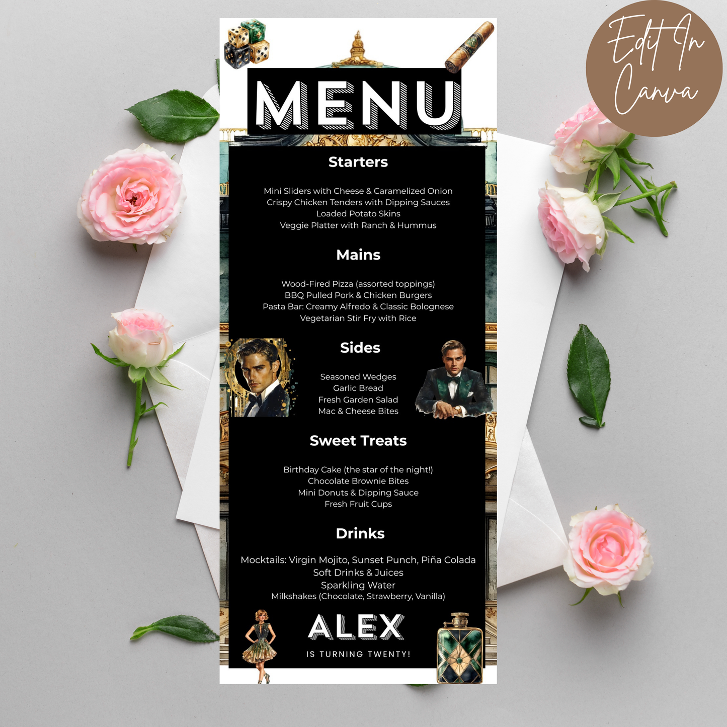 20th Birthday Menu
