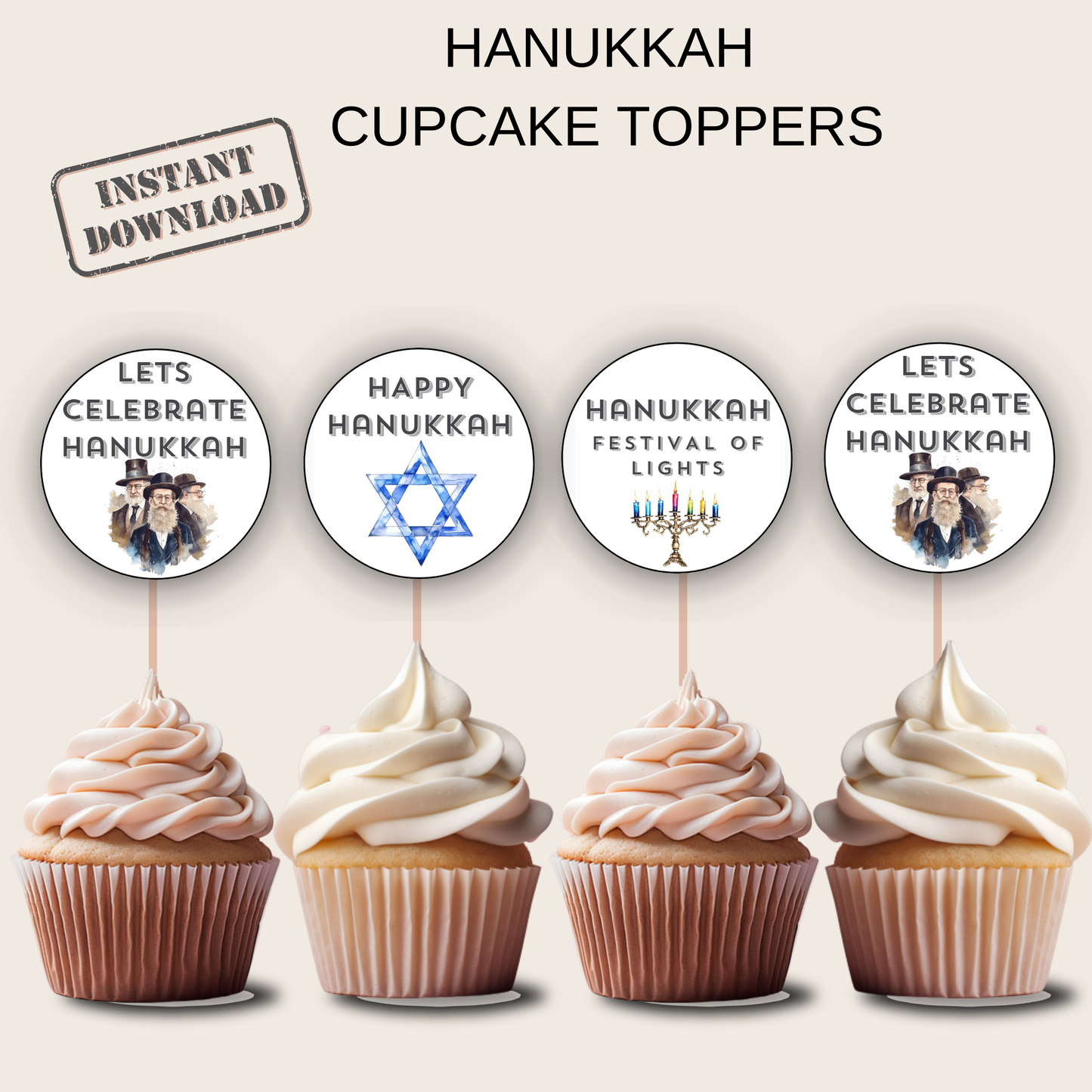 Hanukkah Cupcake Toppers