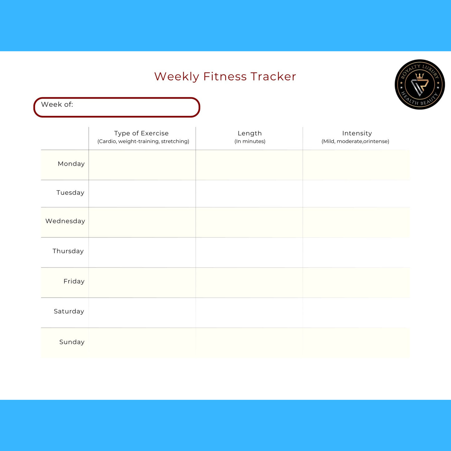 Weekly Fitness Tracker
