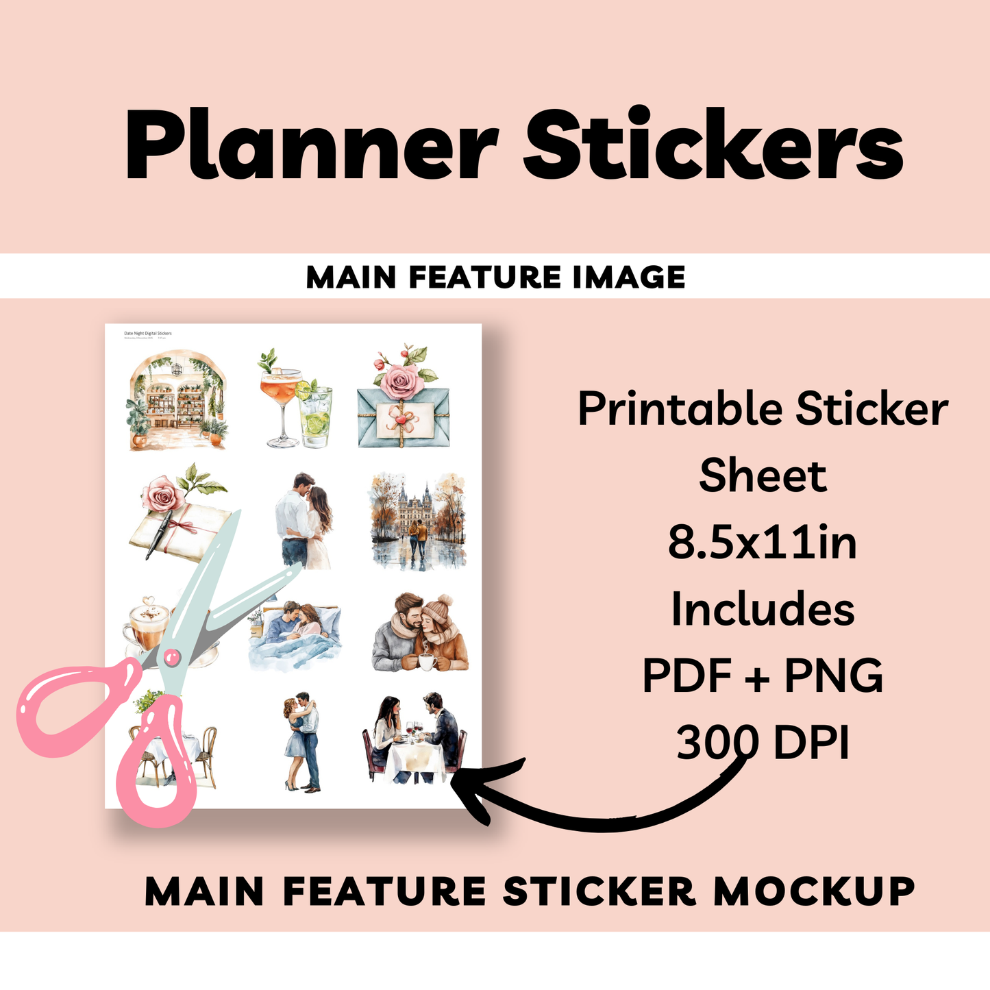 Date Night Digital Sticker Sheets