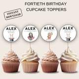 40th Birthday Cupcake Toppers Man