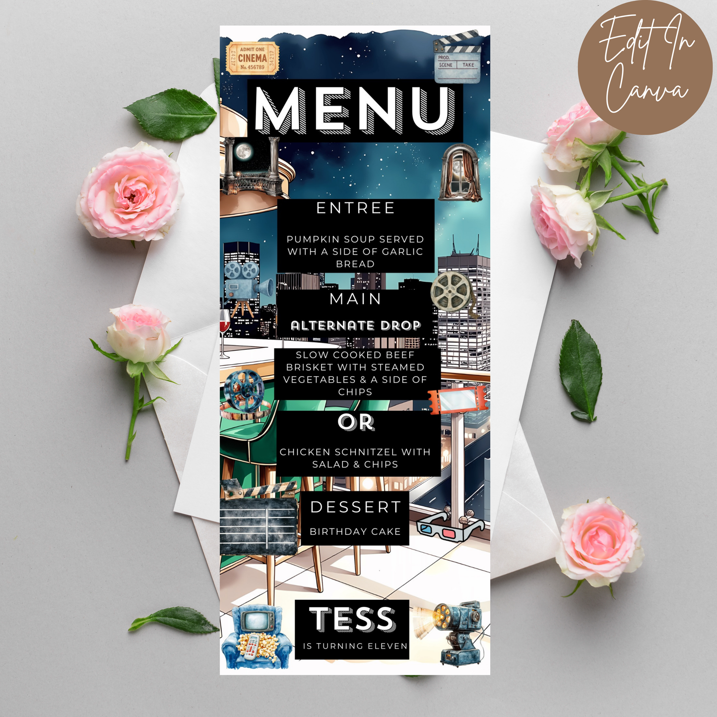 11th Birthday Menu
