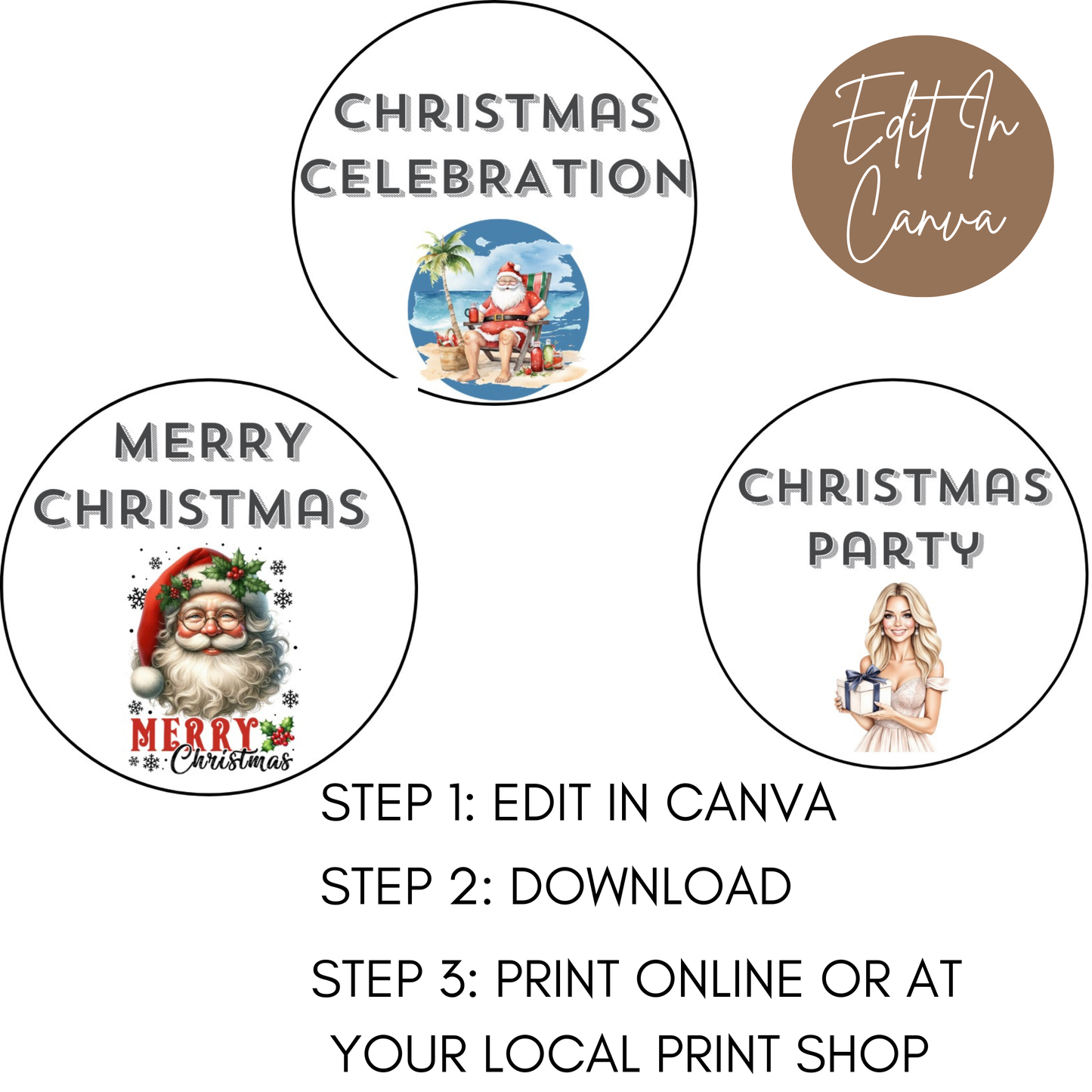 Christmas Party Cupcake Toppers