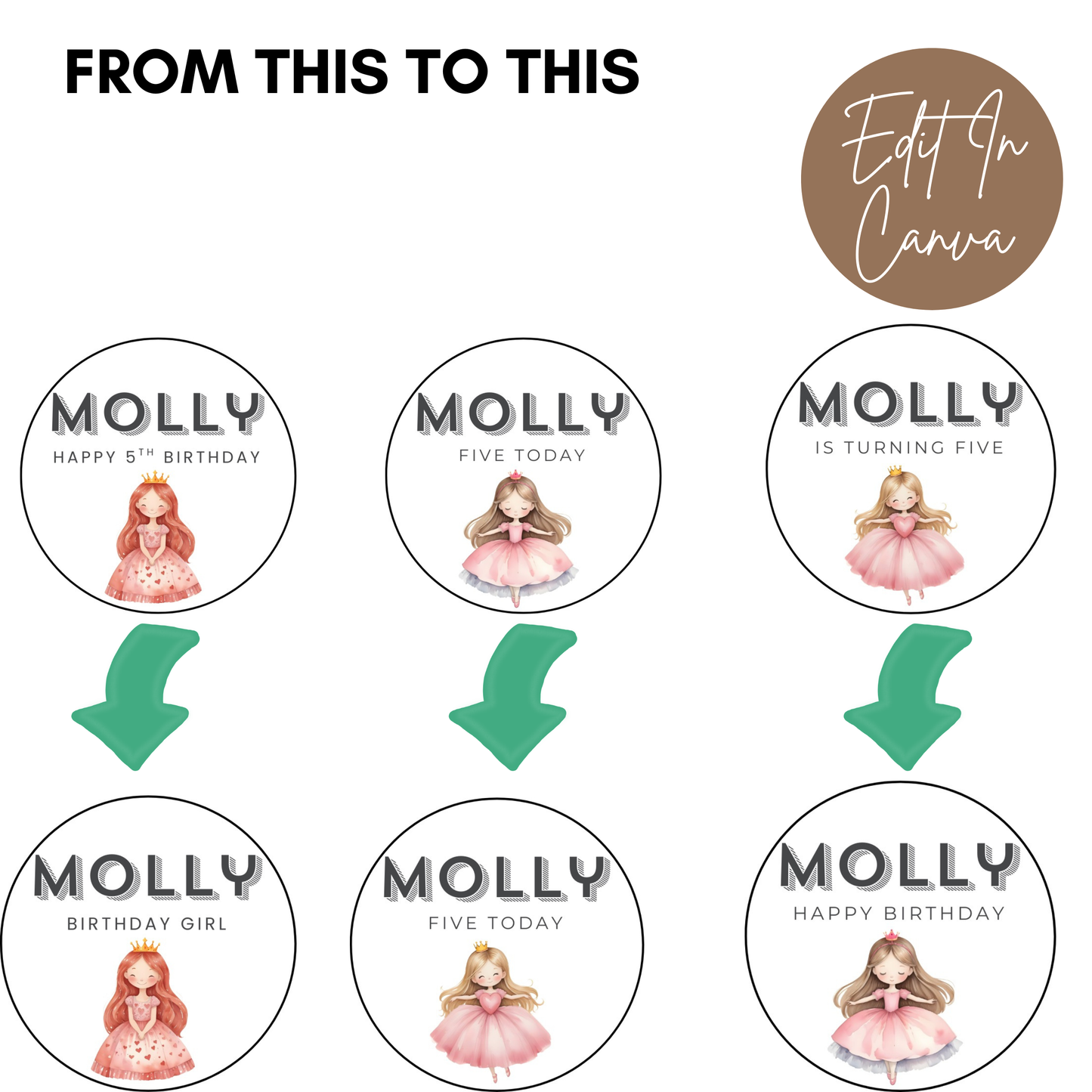 5th Birthday Cupcake Toppers Girl