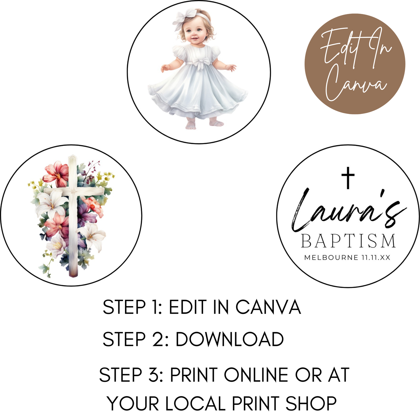 Baptism Cupcake Toppers