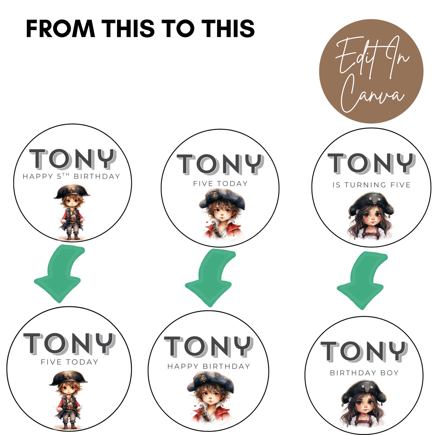 5th Birthday Cupcake Toppers Boy