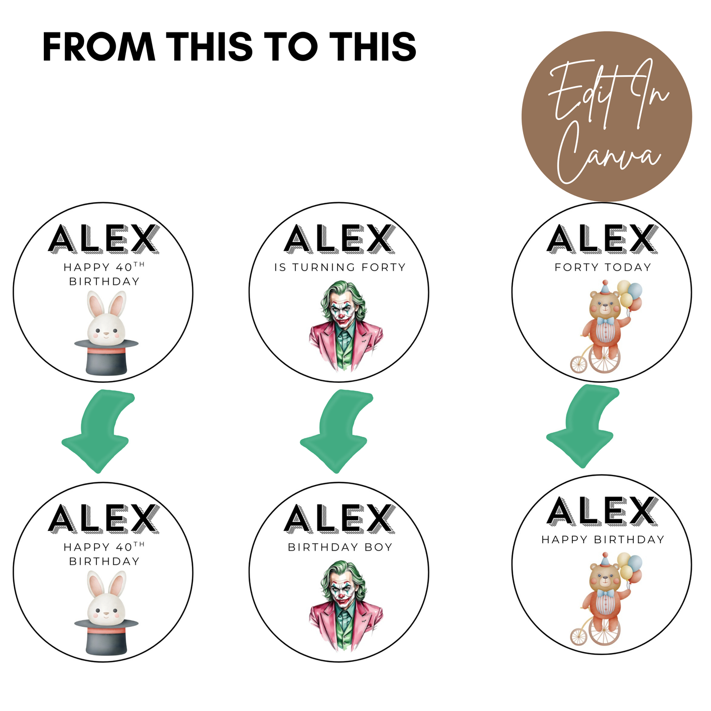 40th Birthday Cupcake Toppers Man