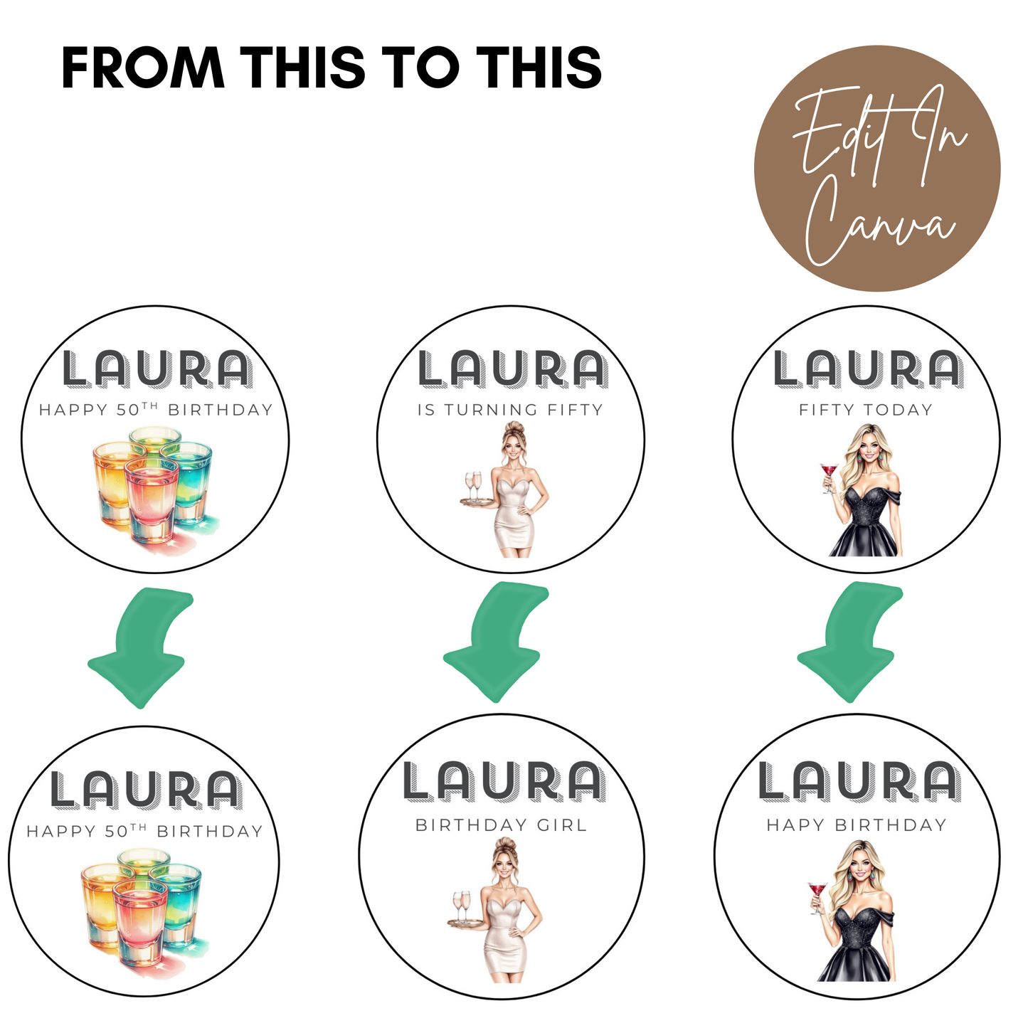 50th Birthday Cupcake Toppers Woman
