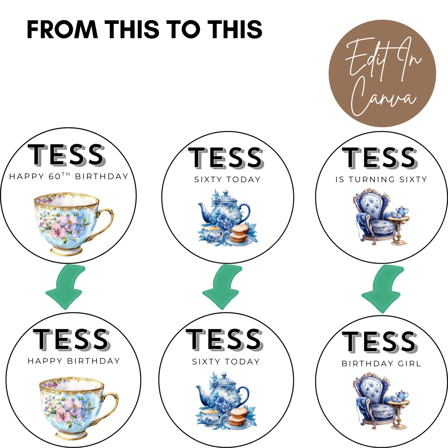 60th Birthday Cupcake Toppers Girl