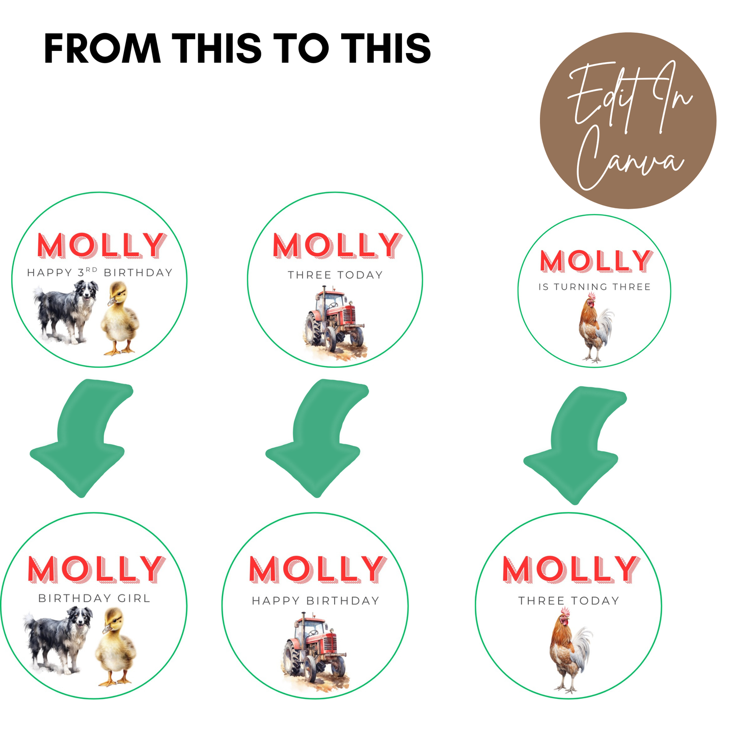 3rd Birthday Cupcake Toppers Girl