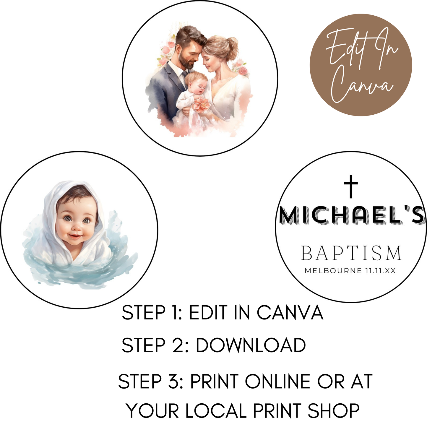 Baptism Cupcake Topper Boy
