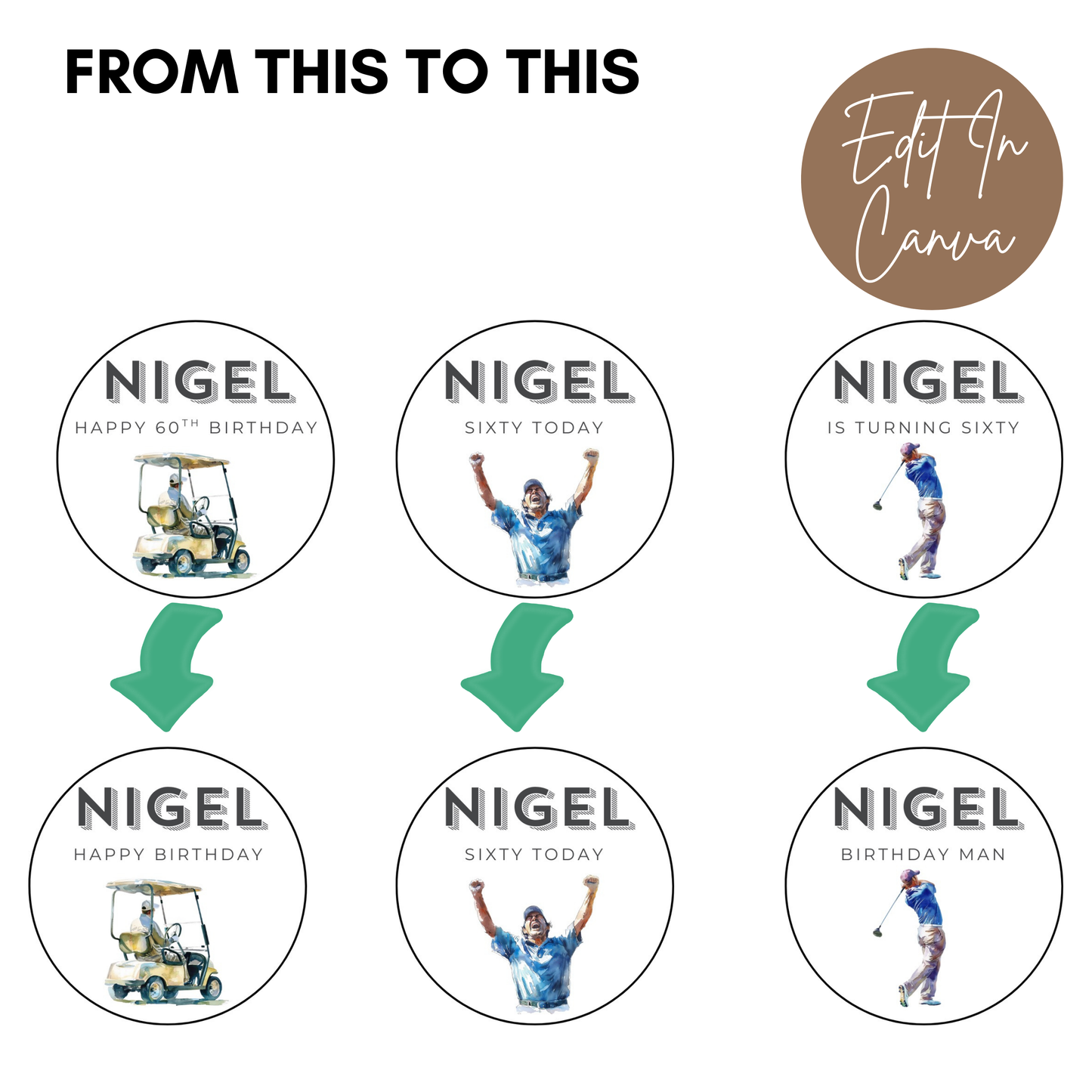 60th Birthday Cupcake Toppers Man