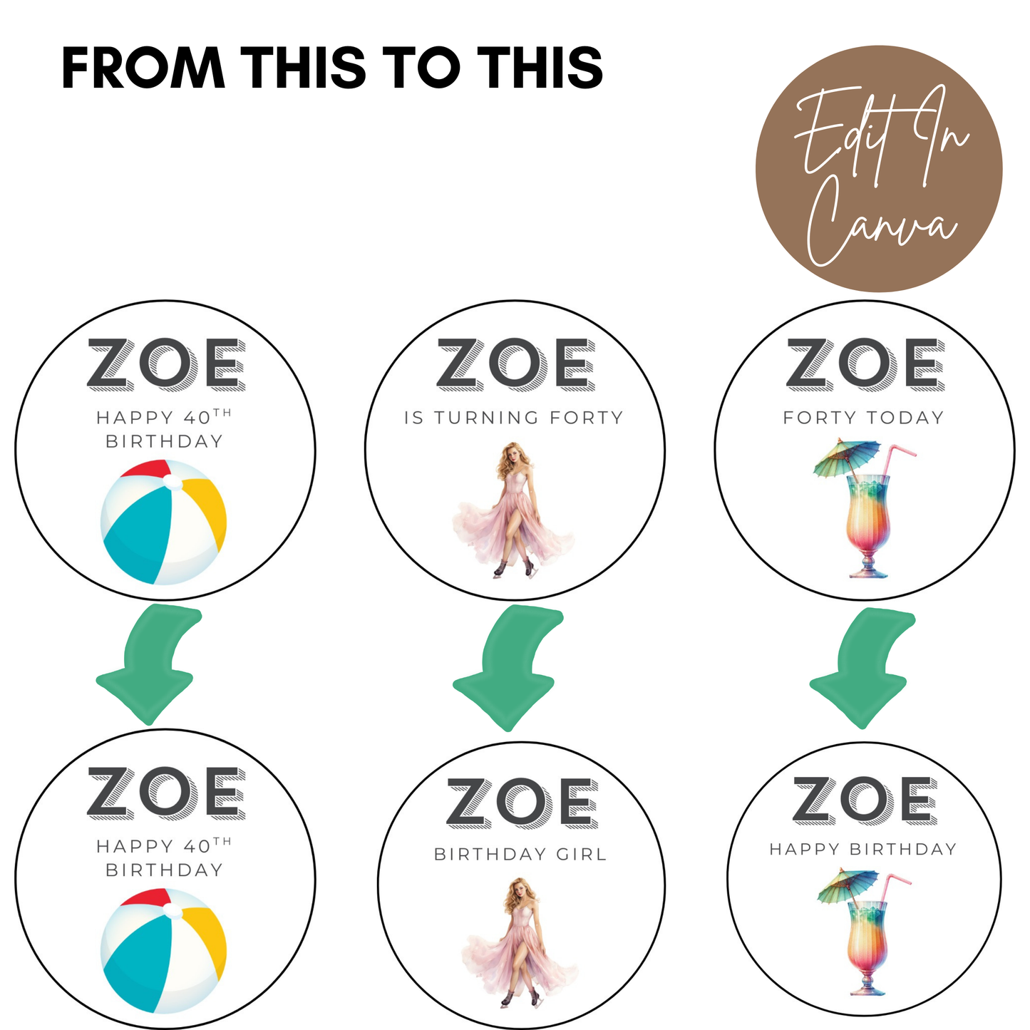 40th Birthday Cupcake Toppers Woman