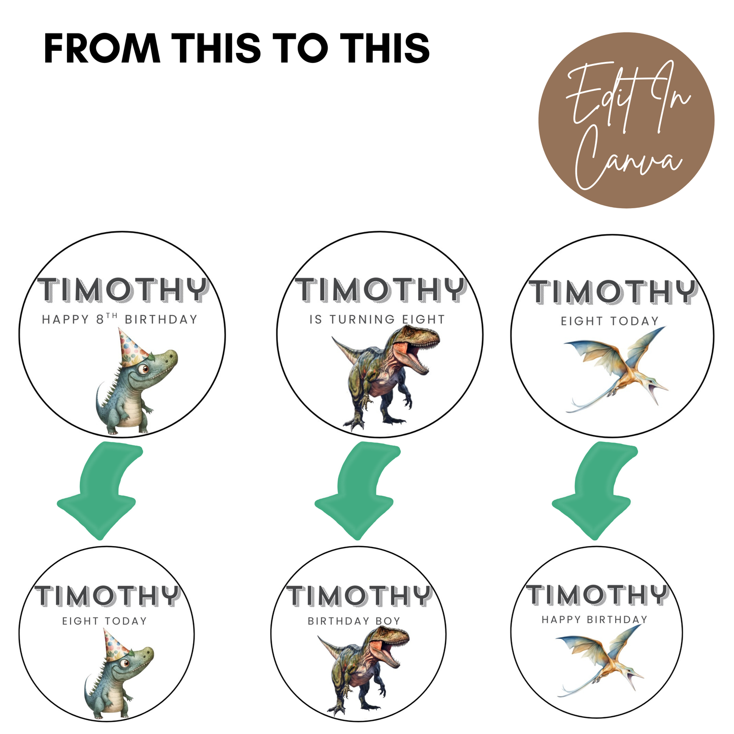 8th Birthday Cupcake Toppers Boy