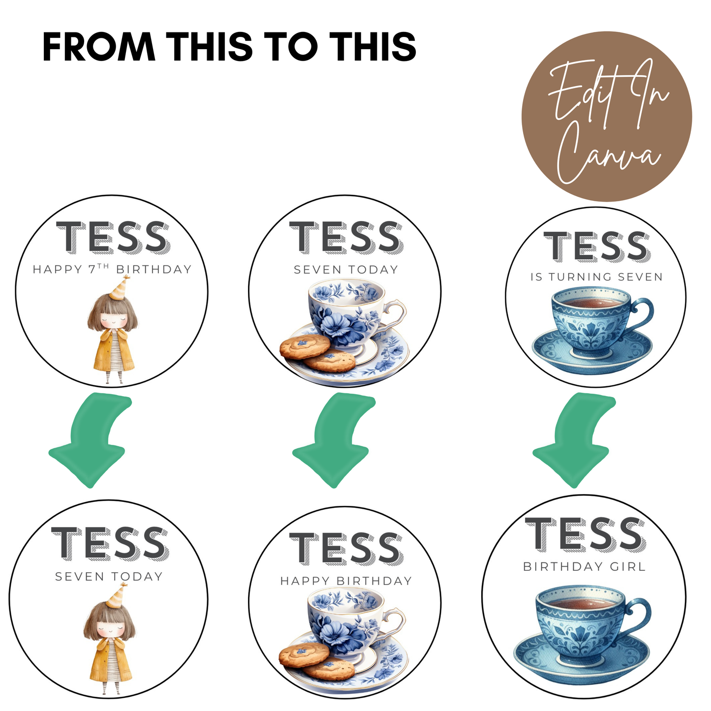 7th Birthday Cupcake Toppers Girl