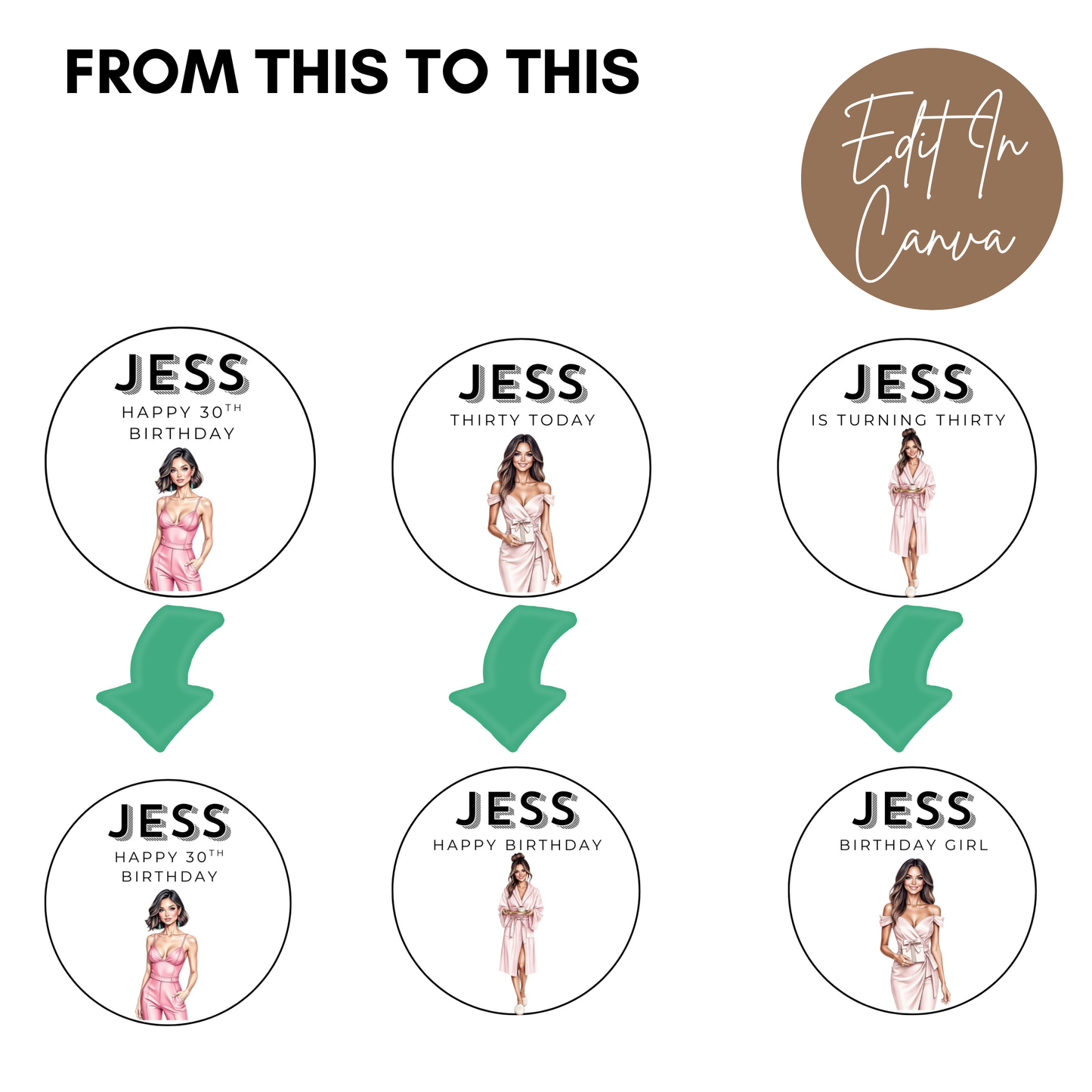 30th Birthday Cupcake Toppers Woman
