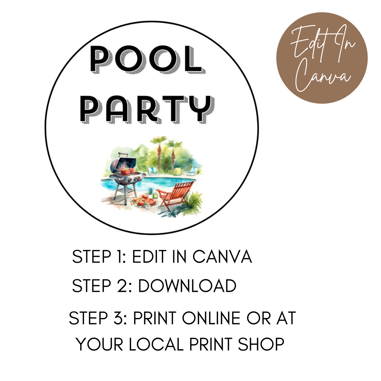 Pool Party Cupcake Topper