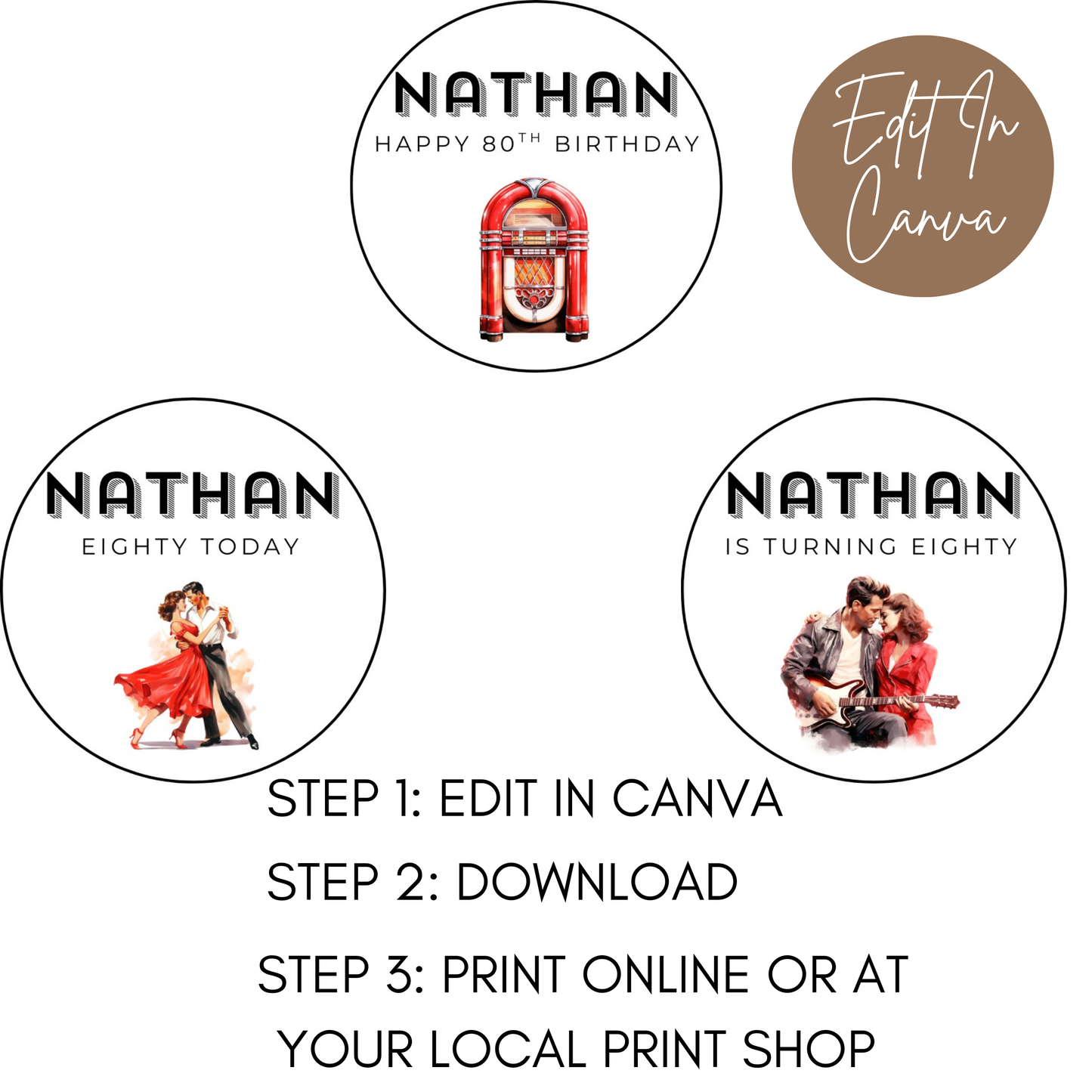 80th Birthday Cupcake Toppers Man