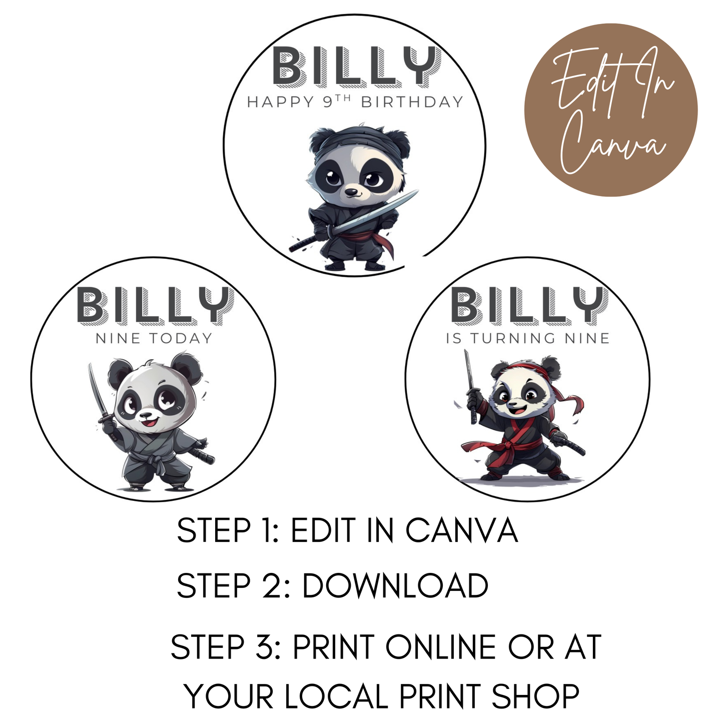 9th Birthday Cupcake Toppers Boy
