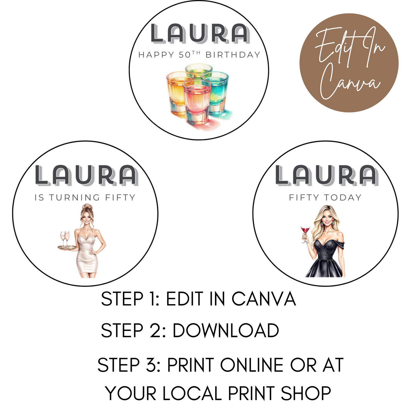 50th Birthday Cupcake Toppers Woman