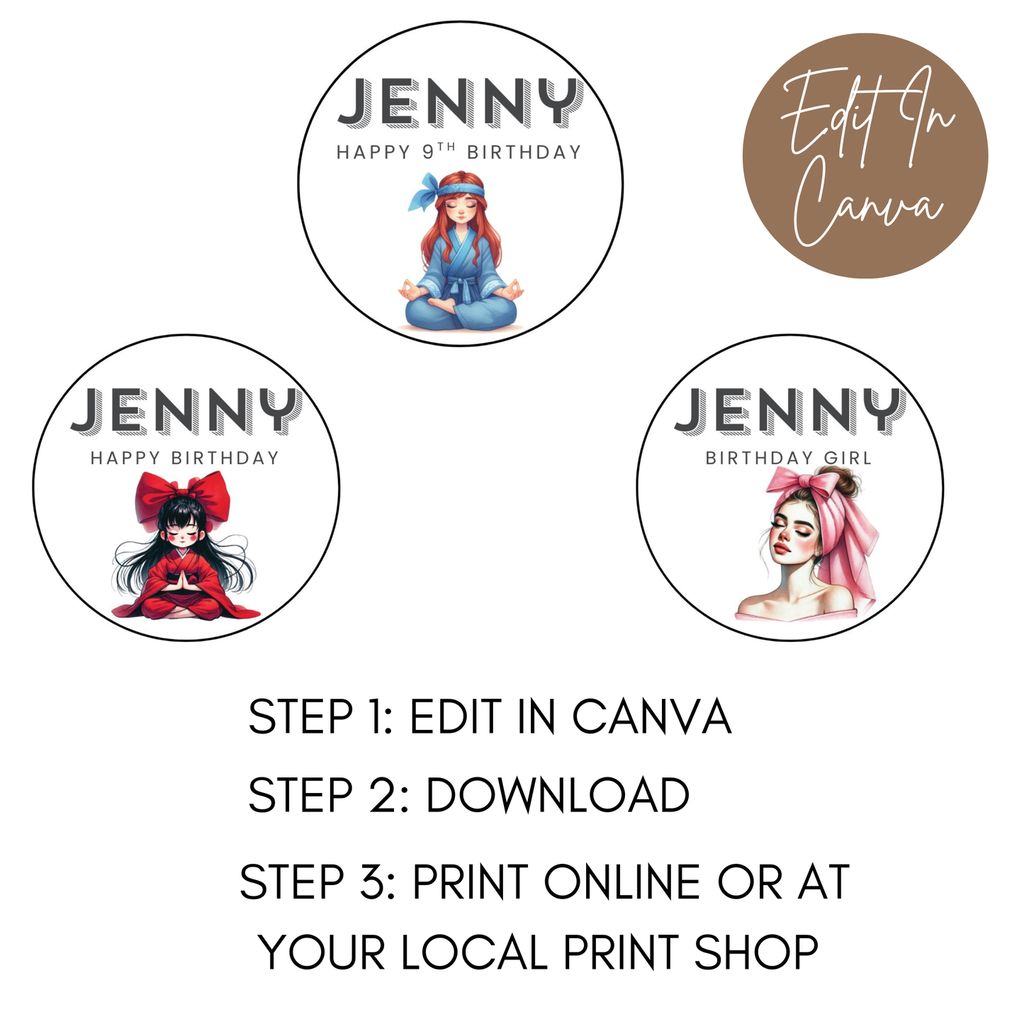 9th Birthday Cupcake Toppers Girl