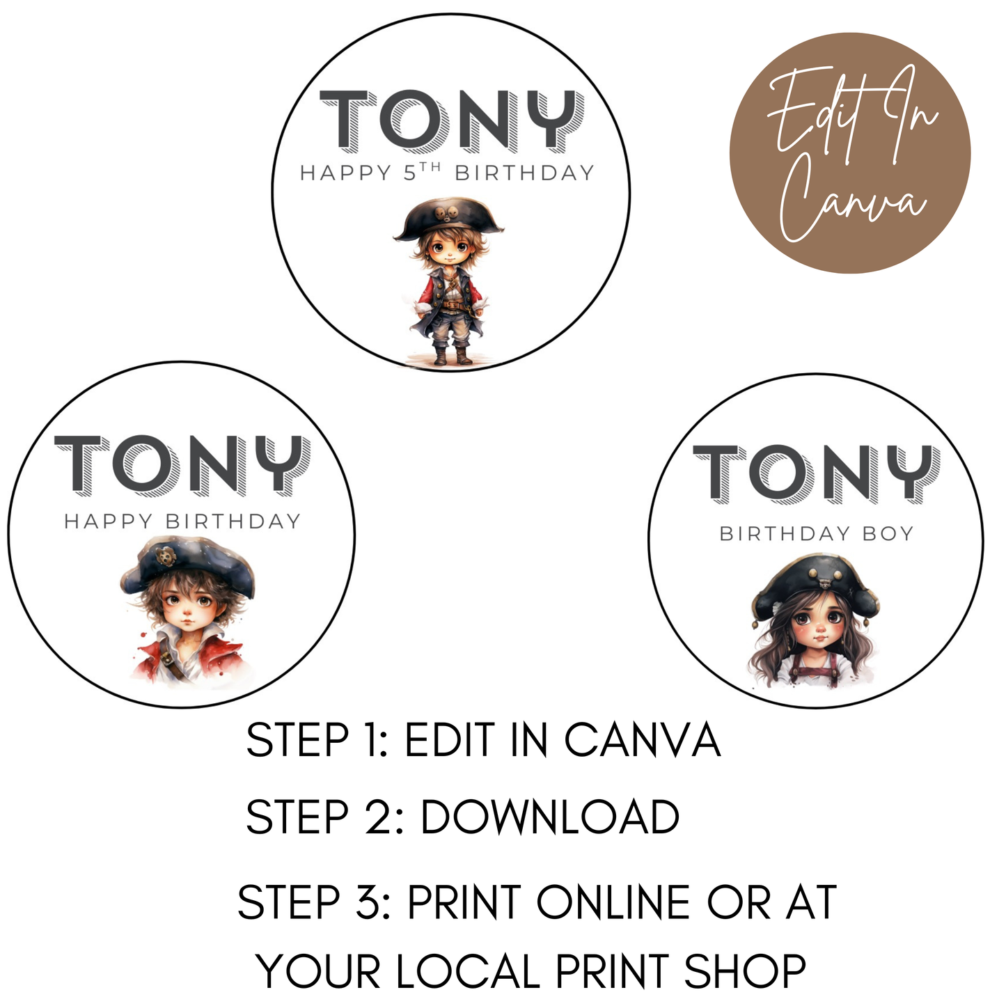 5th Birthday Cupcake Toppers Boy